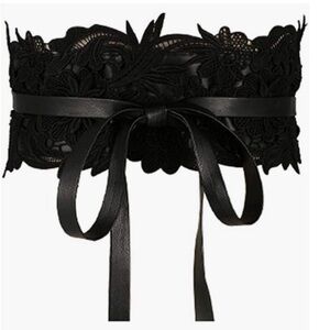 Fashion Black Lace Belts for Women Belt for Wedding Dress Wide Cummerbunds